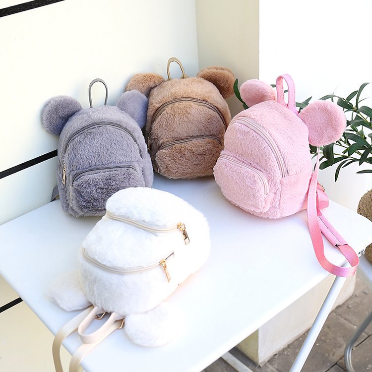 Mochila de felpa con orejas de conejo – Estilo kawaii para estudiantes y chicas jóvenes, modelo 2021