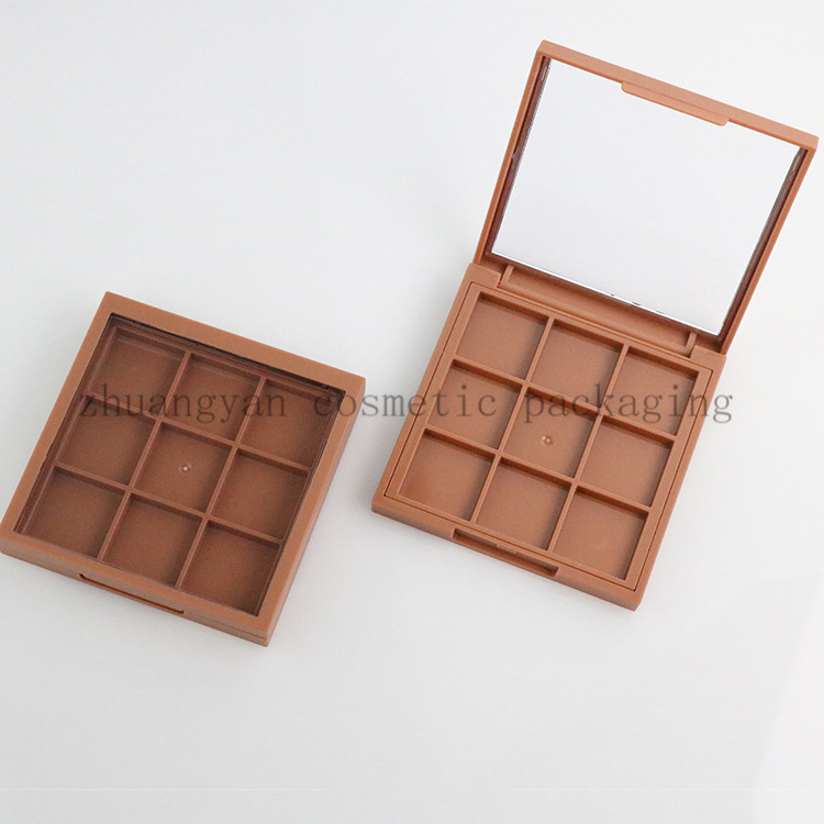 网络爆款9g九宫格方形76眼影盒包材透明盖开天窗橡皮漆彩妆一体盘