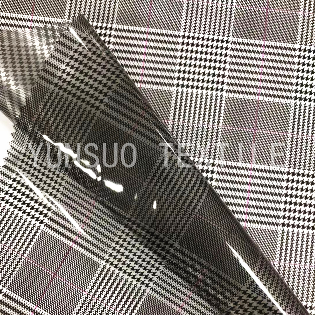 亮面半透明TPU千鸟格印花 透明雨衣雨伞帽子箱包TPU防水面料