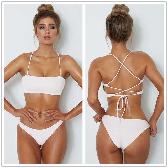 Pure bikini lady cross tie bathing suit new style with chest pad 