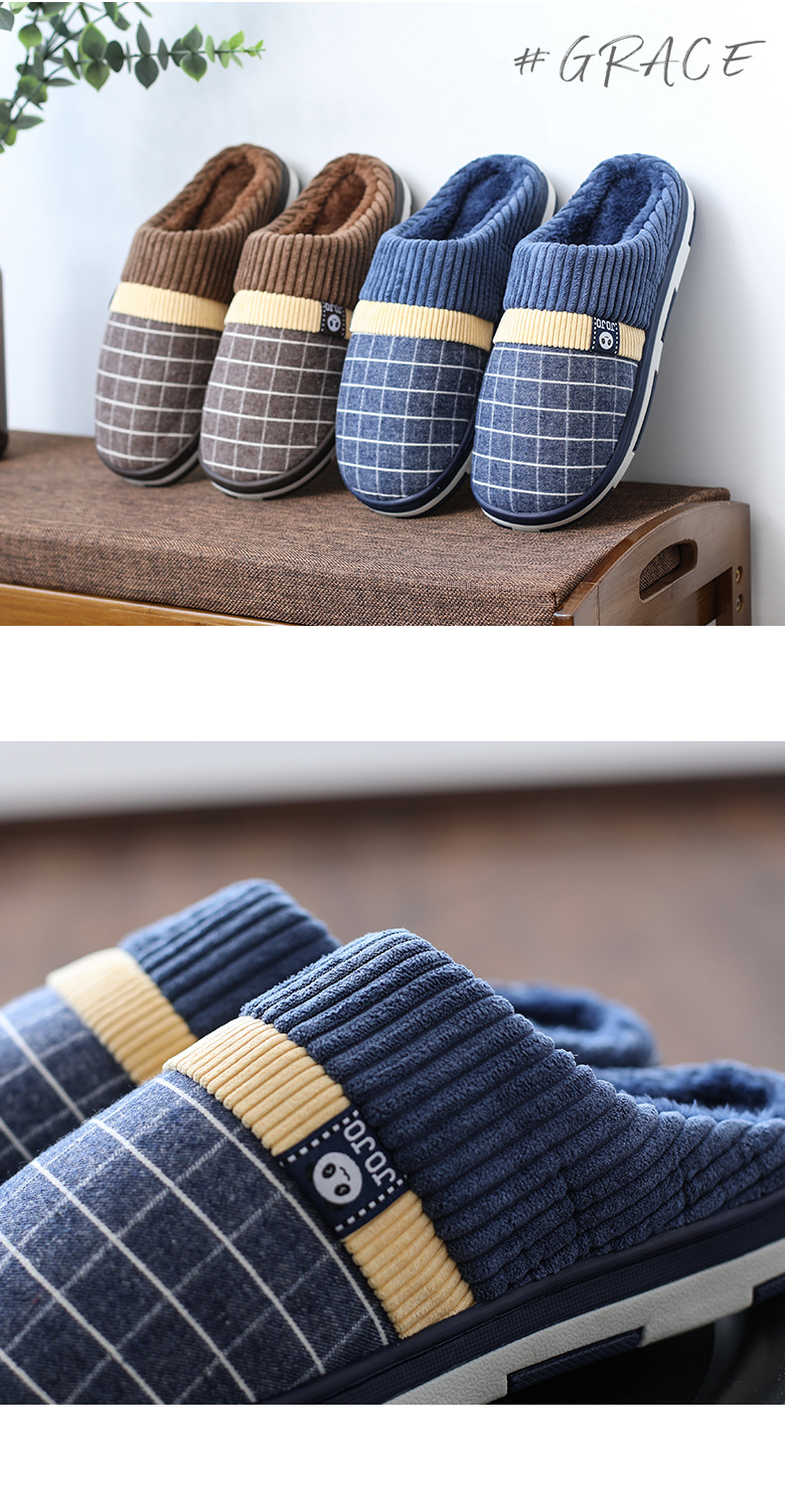 Unisex Casual Plaid Round Toe Cotton Slippers display picture 5