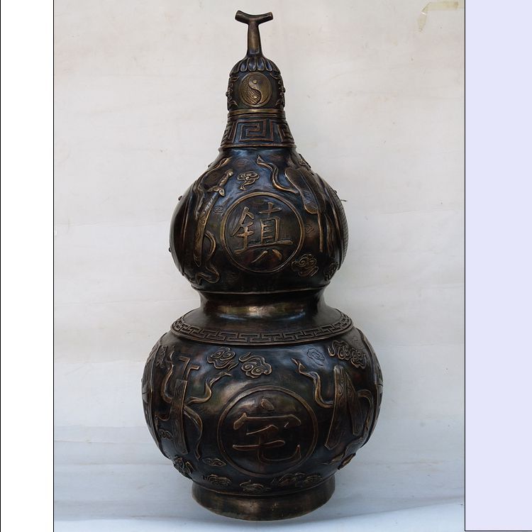 厂家直供纯铜葫芦 大小各种尺寸仿古工艺品批发纯铜八卦葫芦摆件