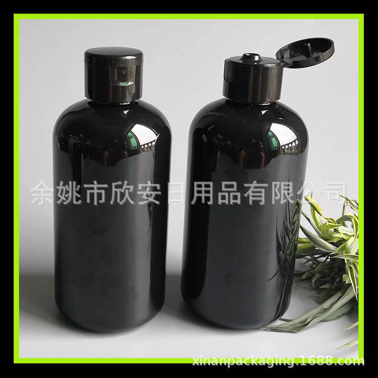 250ml揭盖矮胖瓶洗发水瓶化妆品包材乳液分装塑料空瓶250ml黑色瓶
