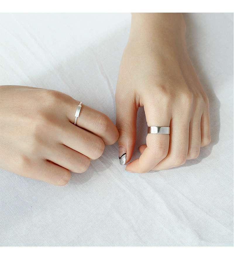 Korea S925 Sterling Silver Fashion Personality Simple Smooth Wide Face Open Ring Ring Silver Jewelry display picture 7