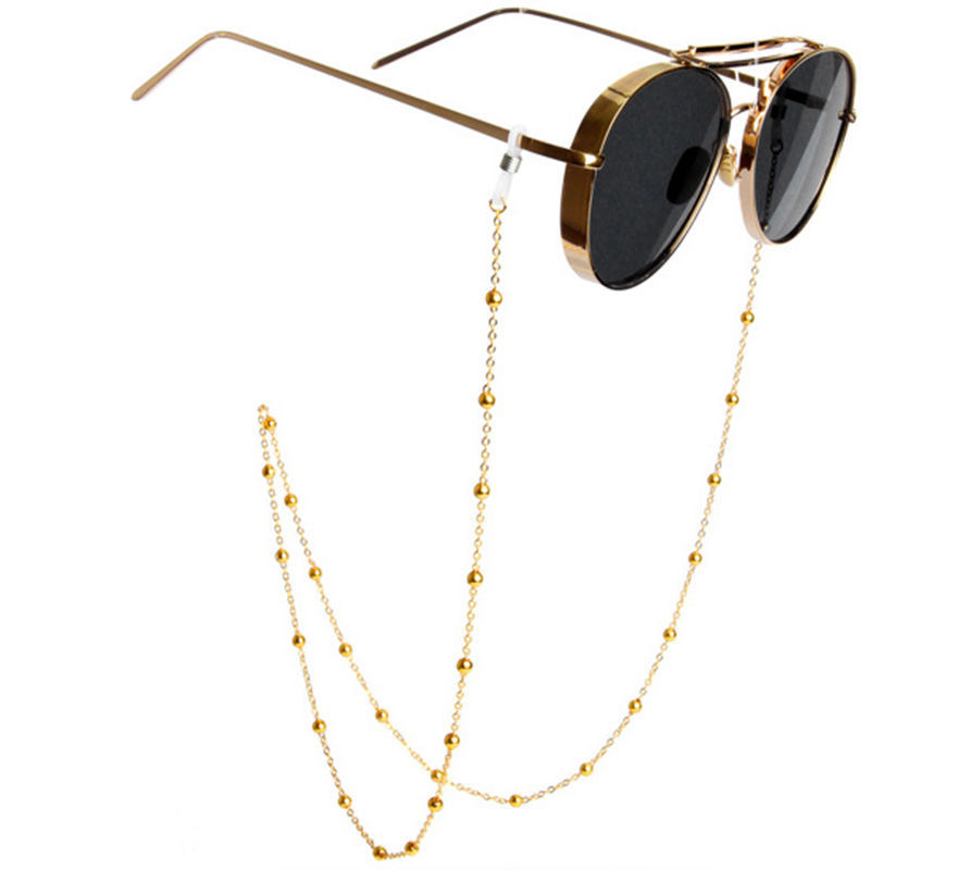 Internet Celebrity Same Color Protection Factory Direct Sales Fashion Simple Golden Water Wave Clip Beads Copper Bead Eyeglasses Chain display picture 9
