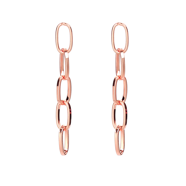5g Weight No Inlaid Inlay Material Earrings Classification Copper Material Geometric Pattern Women'S Gender Plating Design Fashion Style Rose Gold, Gold, Silver Color Oval Chain Simple Retro Exaggerated Popular Earrings Wholesale 2