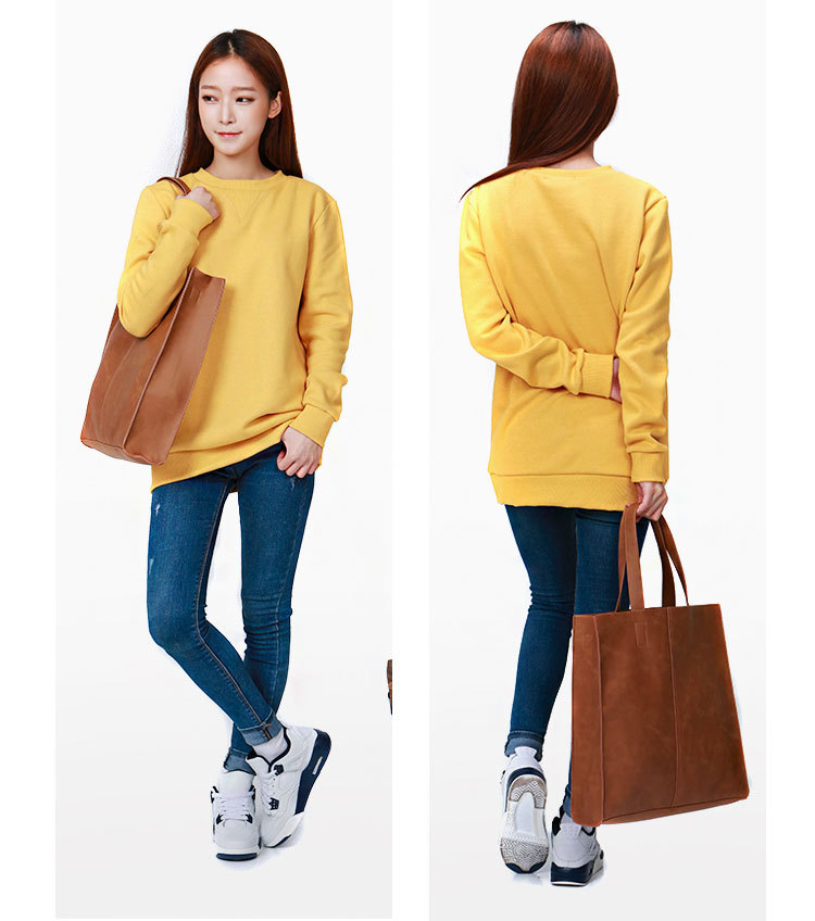 Korean version of fashionable PU leather shoulder bag, simple commuter men's and women's tote bag, square vertical crossbody large-capacity handbag_voghion.com