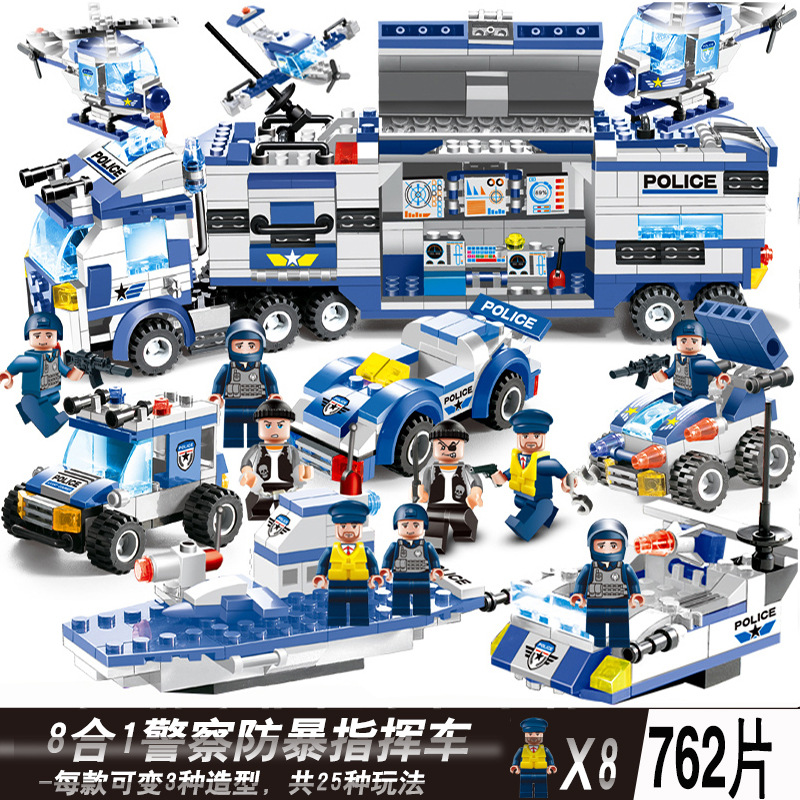 . [Display Box] 8-в-1 полицейские беспорядки Command Vehicle-762 Гранулы
