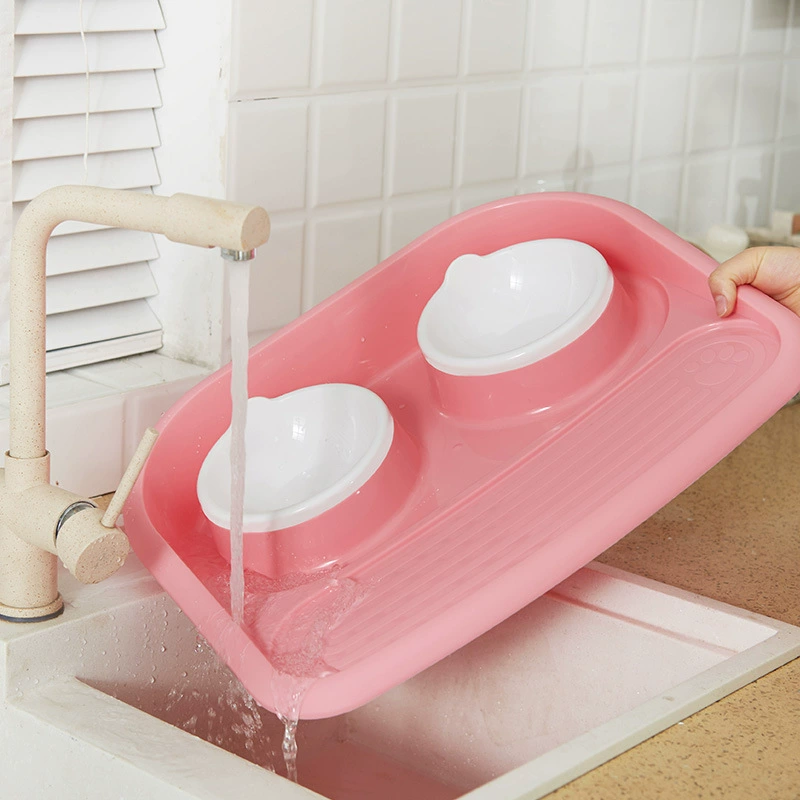 Пластиковая миска для собак, двойная чаша, миска для домашних животных, Тедди, креативные поставки, качественные брызгозащищенные миски для собак, оптовая продажа