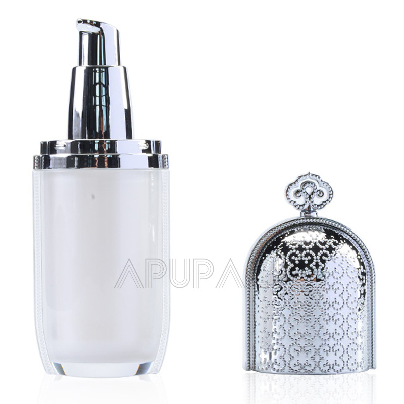 新品高档韩国后宫廷白色兰花亚克力瓶 水乳小样瓶10毫升印刷