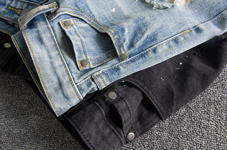 Washing old ink-spraying big hole youth tide foreign trade original single male denim shorts 12