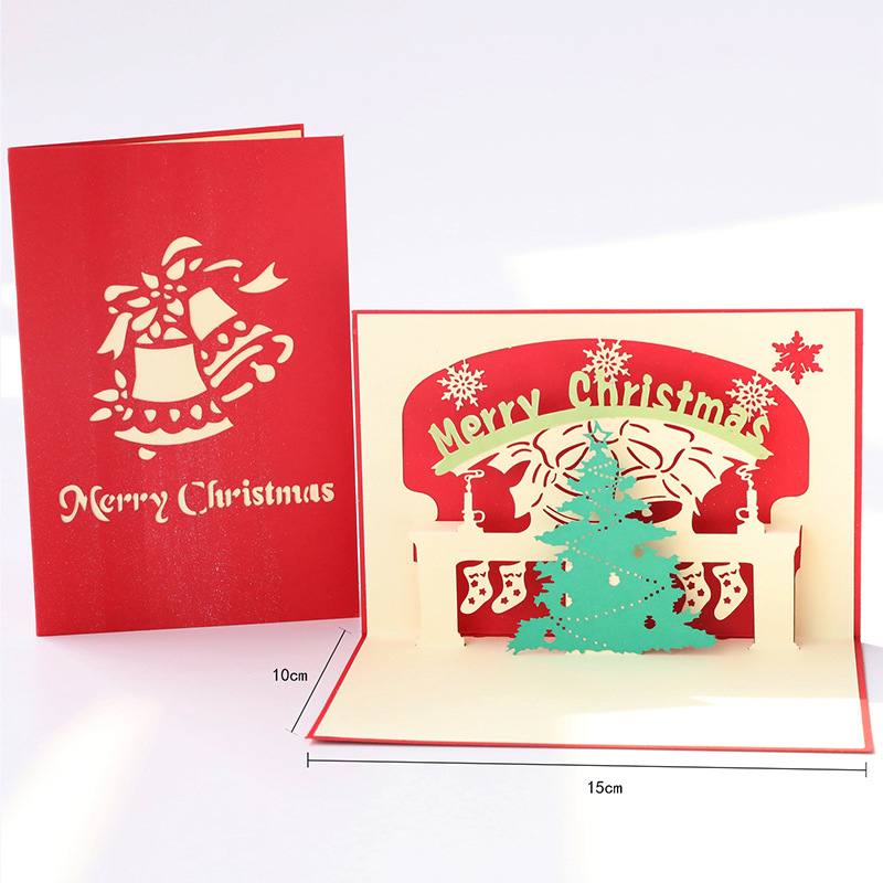 Creative Christmas Cards3 D Stereoscopic Cards Holiday Greeting Cards Three-dimensional Paper Sculpture Handmade Christmas Tree
