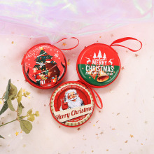 创意马口铁圆形圣诞零钱包 卡通硬币钥匙扣包 儿童礼品收纳盒跨境