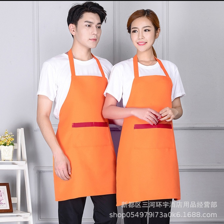 围裙女印制logo花店蛋糕烘焙火锅餐厅水果超市美甲围腰烧烤工作服