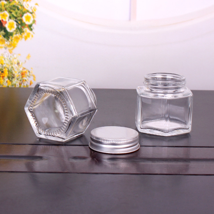 厂家现货60ml六棱瓶 全丝配电解铝盖子喜蜜瓶 赠品小分装蜂蜜瓶
