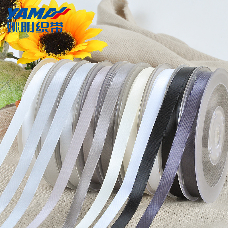 Yao Ming cinta DIY accesorios para el cabello accesorios de ropa de una sola cara cinta de poliéster 89mm embalaje para hornear negro blanco gris cinta