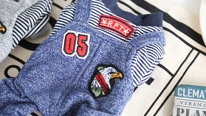 条纹老鹰背带四脚衣