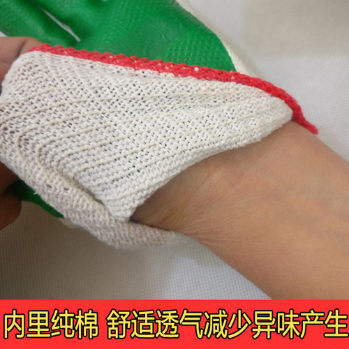 Small helper film gloves white gauze green glue line rubber gloves non-slip wear-resistant thickened construction site construction labor protection gloves