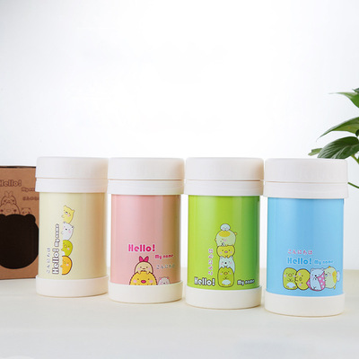 New braised beaker 304 Stainless steel Korean Edition Cartoon Children's Cup heat preservation Lunch box student Portable 360 Leakproof milk cup