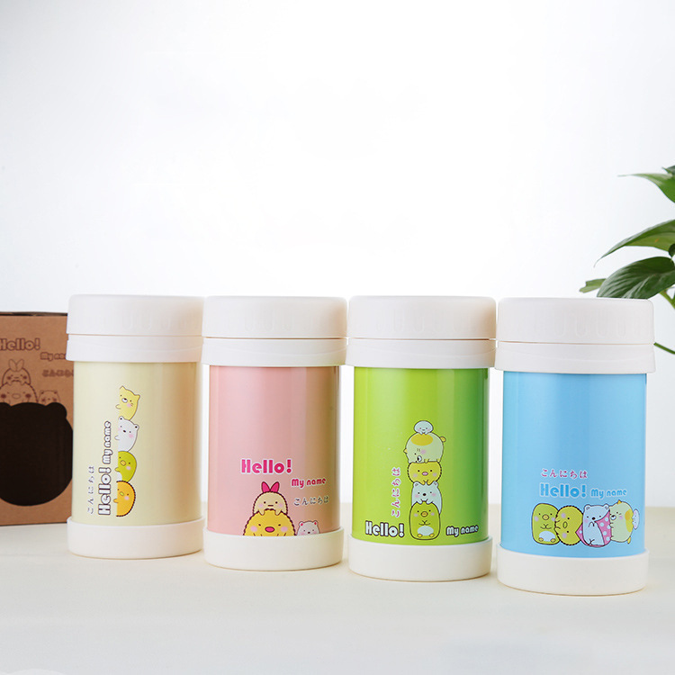 New braised beaker 304 Stainless steel Korean Edition Cartoon Children's Cup heat preservation Lunch box student Portable 360 Leakproof milk cup