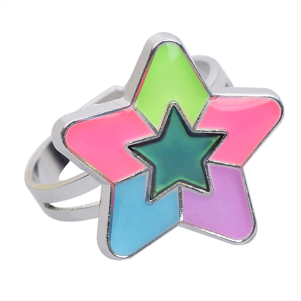 50g Weight Artificial Gemstones Inlay Material Birthday Occasion Alloy Material Heart Pattern Women'S Gender Plating Design Fashion Style Simple Peach Heart Love Butterfly Moon Color Changing Ring 14