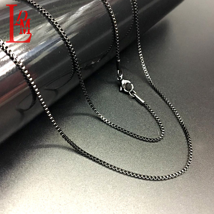迷你项饰 1.4mm盒仔不锈钢项链 电镀黑色个性潮流款式