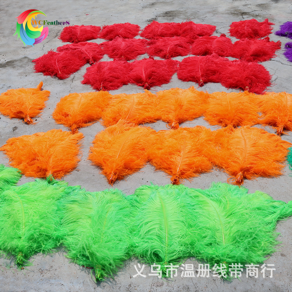 温册羽毛厂家定制原支小鸵鸟毛布边服装裙摆装饰小羽毛100码起详情图18