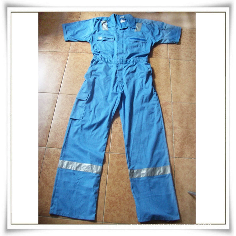 Фабрика Shengjia Светоотражающая Охрана труда Сиамская рабочая одежда Внешняя торговля Хлопковый сиамский светоотражающий костюм с короткими рукавами