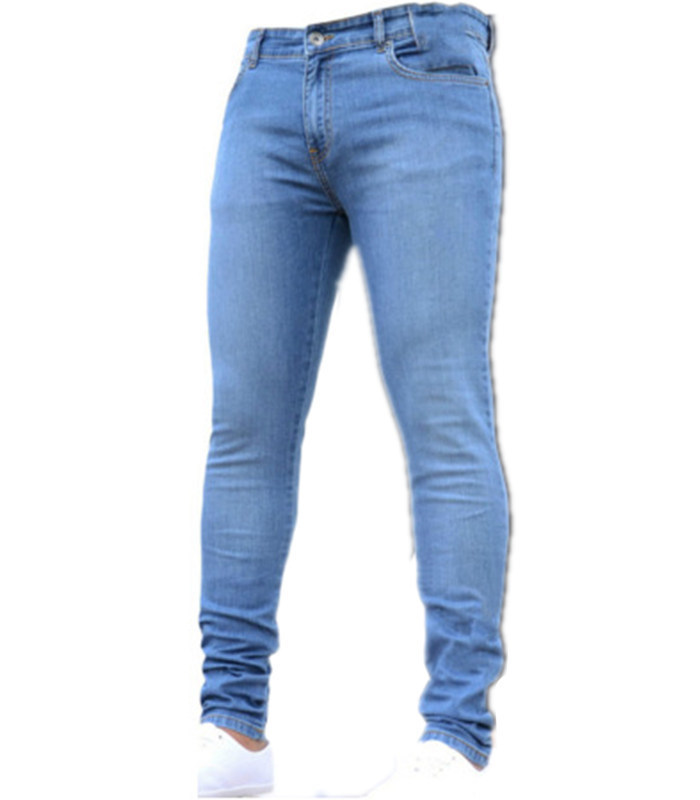 European and American Men's Tight-Fitting Solid Color Denim Pants