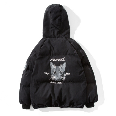 838情侣装冬装新款韩版宽松连帽猫咪棉服外套百搭棉衣面包服女