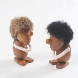 北欧丹麦风乐观主义者实用礼品玩具实木工艺品小毛人摆饰包邮摆件