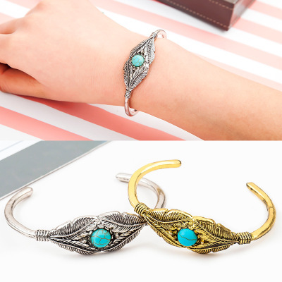 23g Weight No Inlaid Inlay Material Housewarming, Anniversary, Business, Wedding, Travel, Birthday, Festival Occasion Copper Material Leaf Pattern Women'S Gender Fashion Style Gold, Silver Color Copper Leaf No Inlaid Copper Bracelets 无