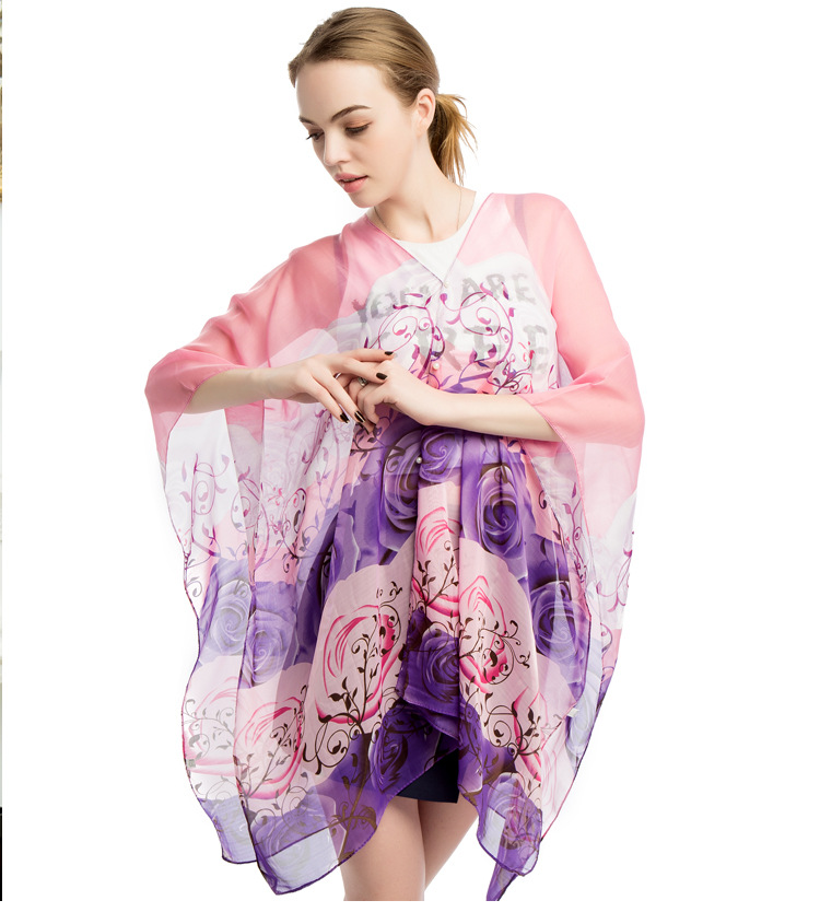 珍珠扣披肩 夏季防晒围巾厂家 女士围巾披肩