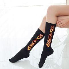 New Model Skateboard Flame Socks Street Hip-Hop Sports Riding Mid-Calf Socks for Men and Women Couple Trendy Socks