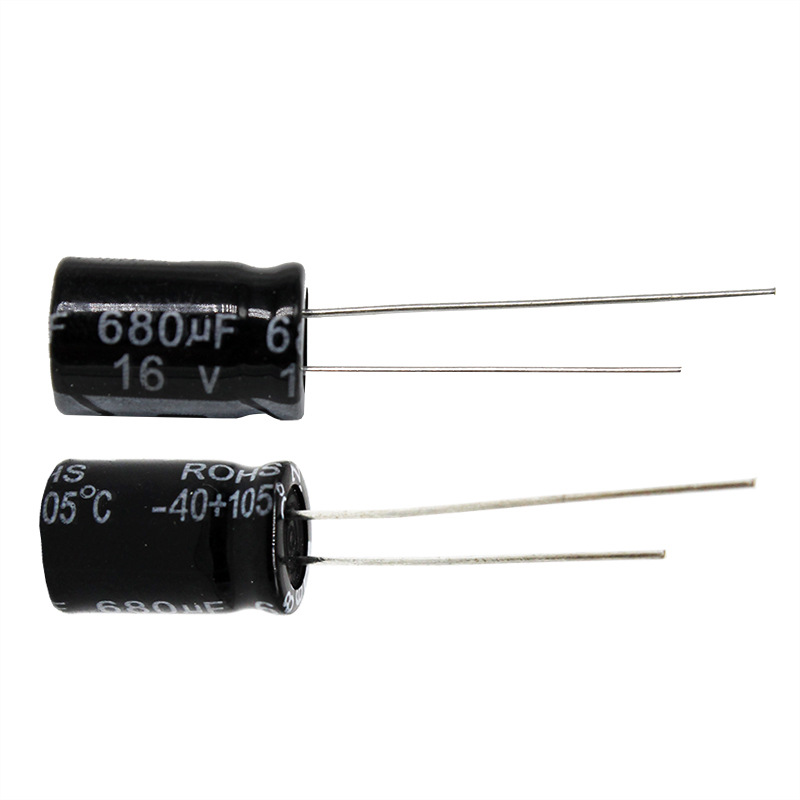 全新现货 电容器680UF 16v容差±20%体积8*12mm 直插电解电容批发
