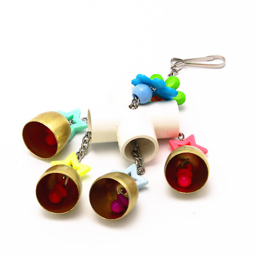 Parrot chewing toy, bird toy, four-corner stainless steel parrot chewing spoon string