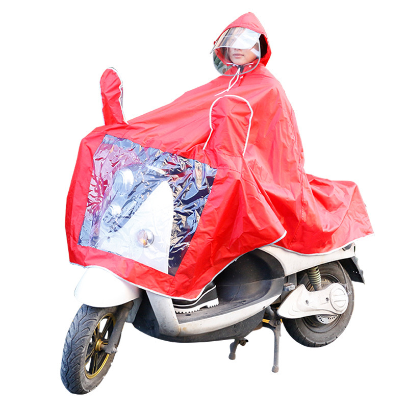 双帽檐户外连体摩托车雨披加大 成人骑行单人电动车雨衣定制批发
