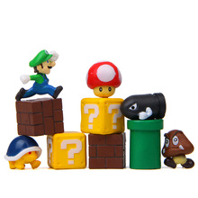 10款7代超级马里红蘑菇绿马里高水井乌龟墙DIY手办水族造景公仔
