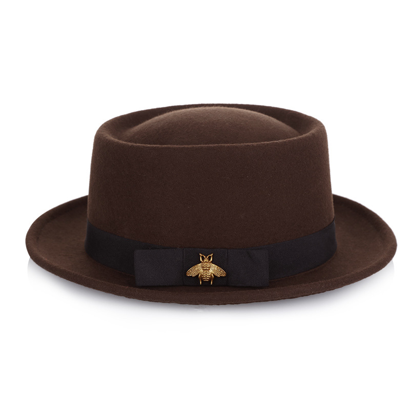 Sombrero de otoño e invierno lana pura Jazz sombrero moda abeja accesorios tradicional artesanía fieltro sombrero fábrica al por mayor