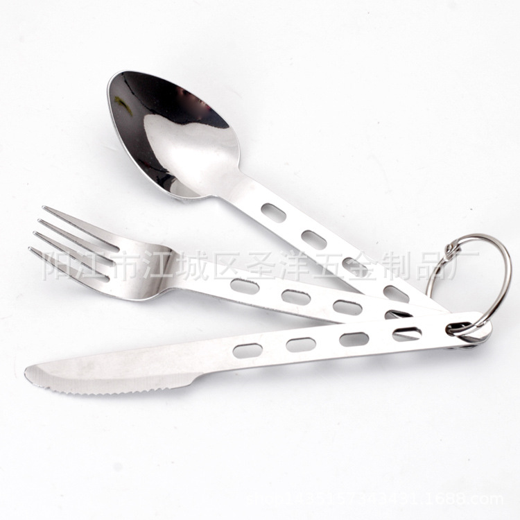 直销不锈钢餐具三件套 刀叉勺组合套装 便携式餐具 野营户外餐具