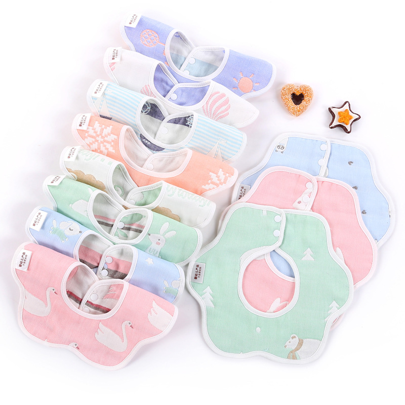 純棉40股六層紗布花瓣圍嘴A類無熒光柔軟舒適吸水耐用