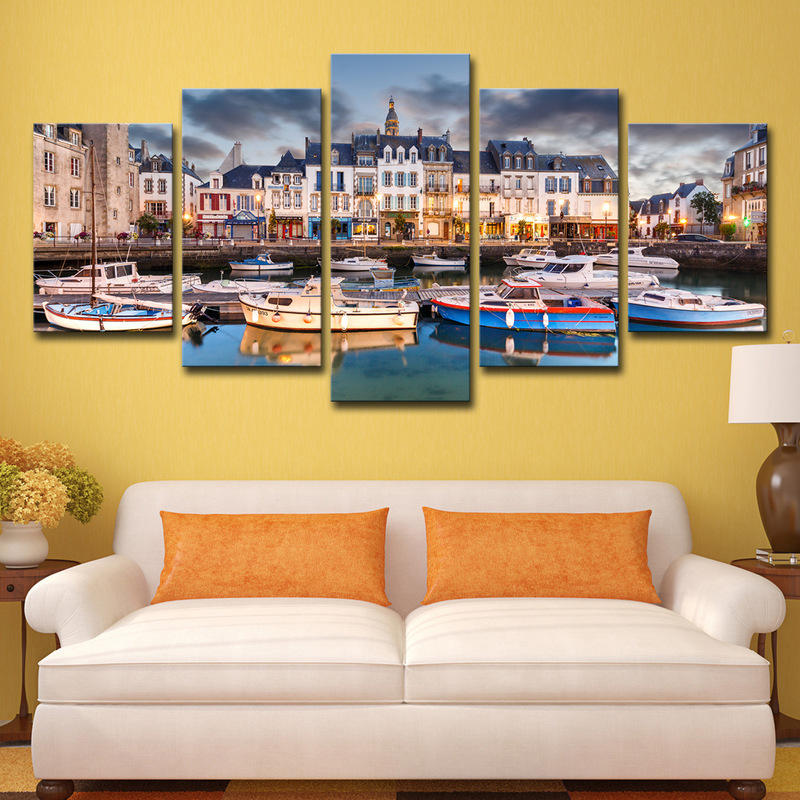 AliExpress bedroom living room TV Wall decorative painting 5 spell French city construction boat landscape oil painting Penda AliExpress bedroom living room TV Wall decorative painting 5 spell French city construction boat landscape oil painting Penda