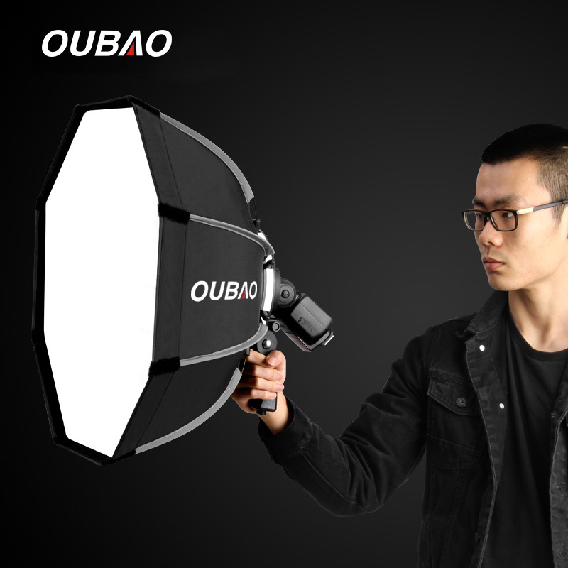 欧宝KS65快速机顶闪光灯柔光箱65CM八角热靴灯柔光罩摄影便携箱