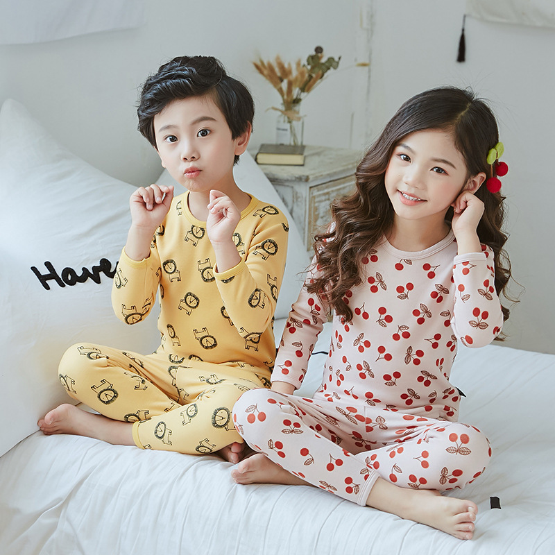 children Thermal Underwear suit Korean Edition Children's clothing Plush thickening Home service package Full flower Children Enjoy good Fight groups