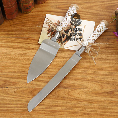 西式新款亞麻蛋糕刀樹脂把手鏟森系麻繩婚禮布置新郎新娘廠家直銷