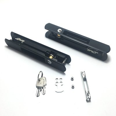 SHNU雙面鈎鎖帶鑰匙90鋁合金門窗鈎鎖推拉門條形鎖 銅鎖芯勾鎖