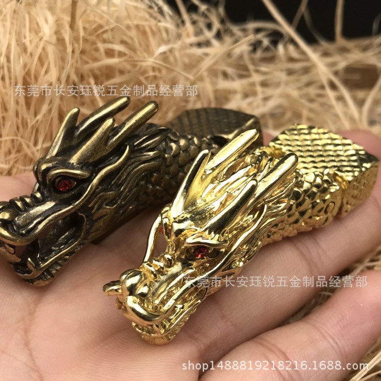 纯黄铜龙头钥匙扣 铜皮带扣 diy皮财布扣 牛皮绳配件