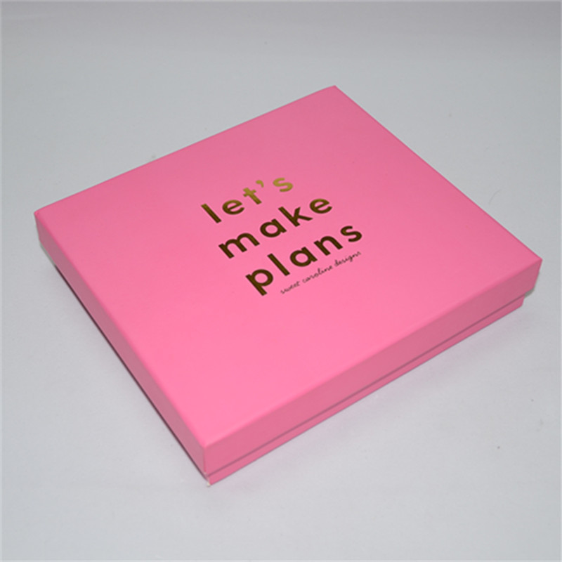 粉红色烫金方形天地盒 饰品盒 精美天地盒定制加工 可印LOGO