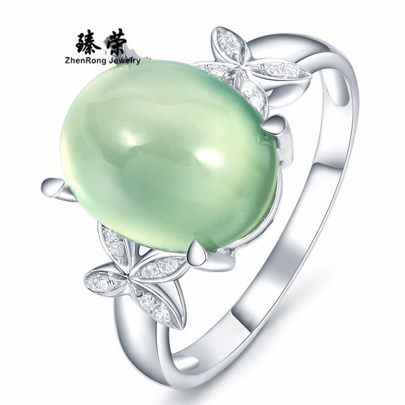 Green opal double butterfly size ring, emerald and diamond ring