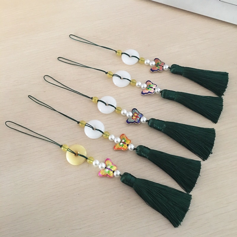 民族风穗子流苏胸针天然玉石古风汉服旗袍褙子手机配饰压襟挂件